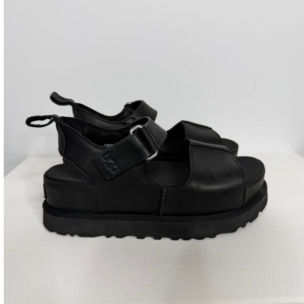 UGG Women's Golden Star High Sandal, Black Leather / Size-6.5